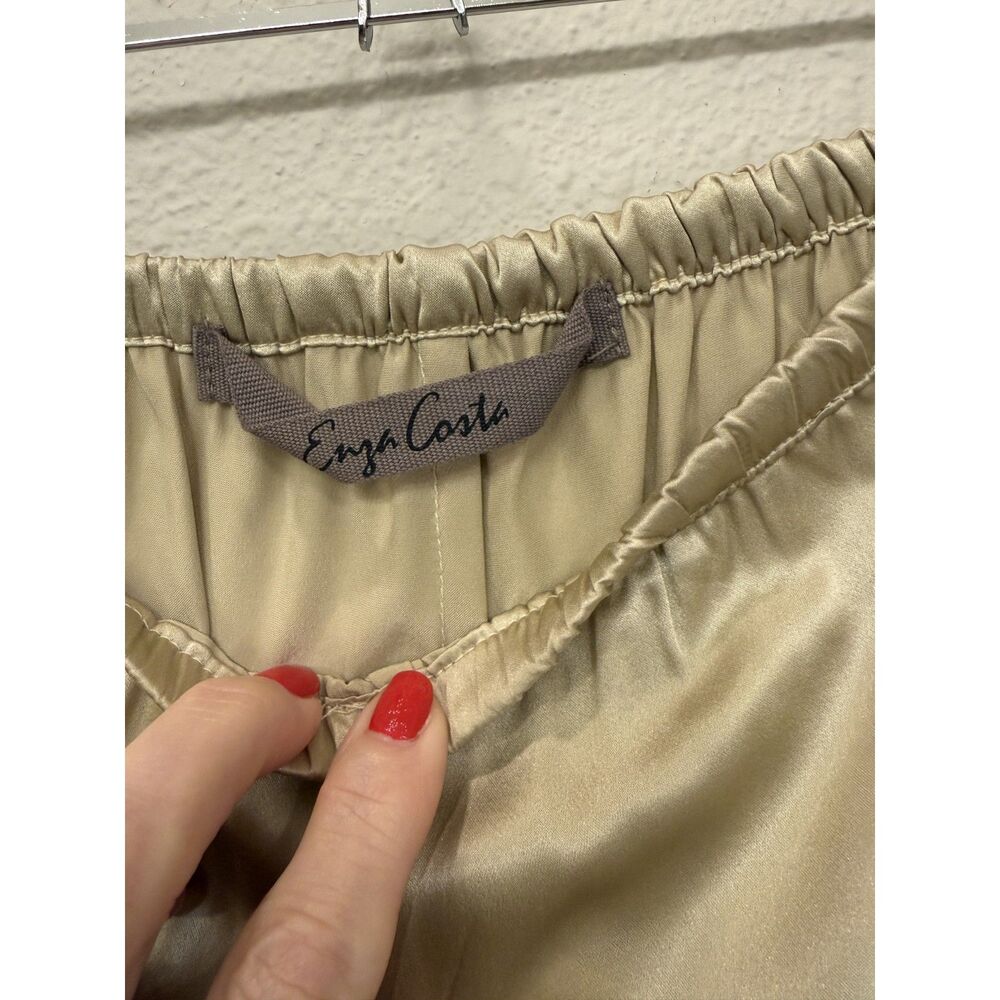 Enza Costa Silk Satin Pantlet Blonde Wide Leg Pull-On Pants - Med - $495 MSRP - Picture 5 of 6
